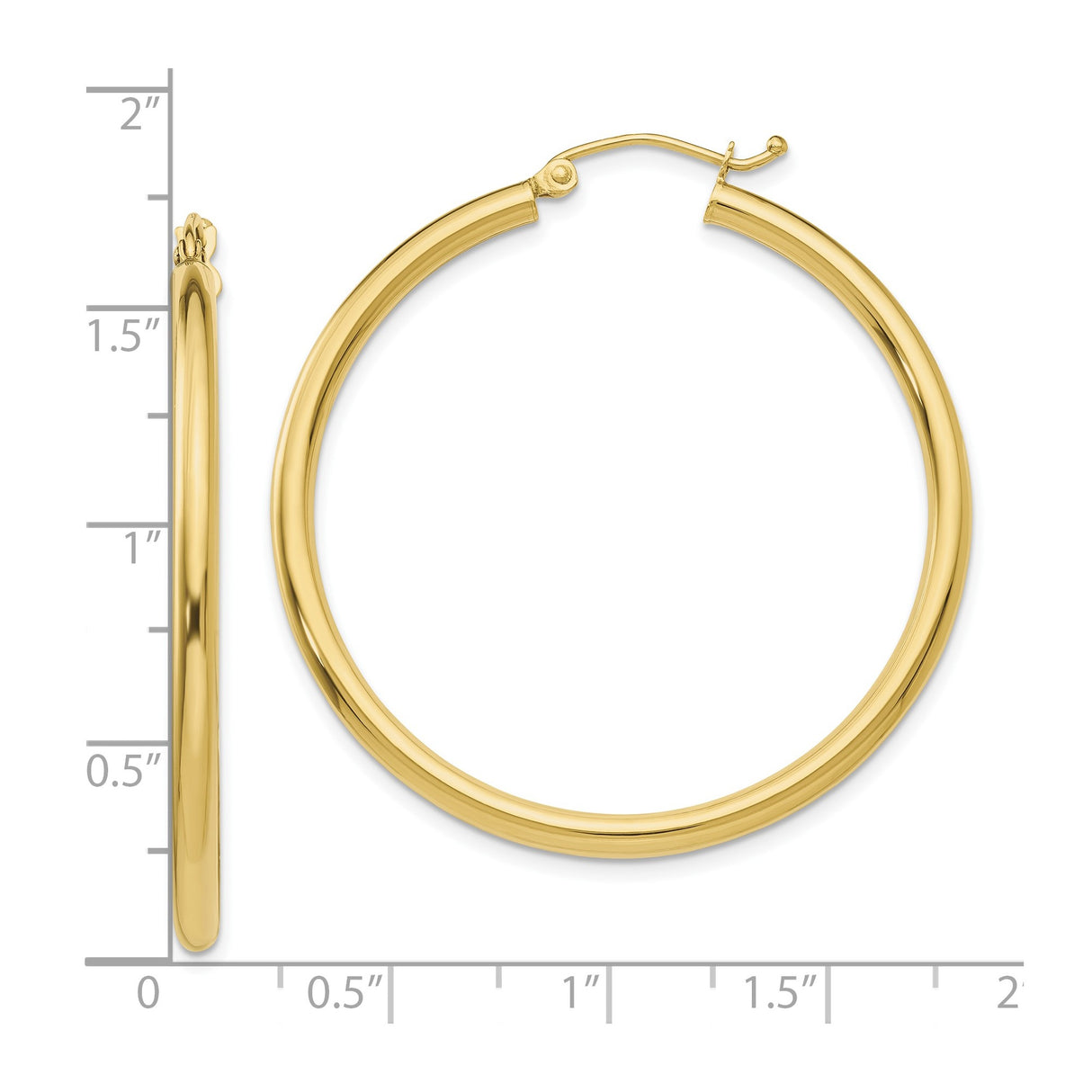 10k Yellow Gold Hoop Earrings, Lightweight Round Tube Style with Polished Finish