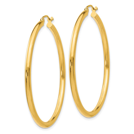 10k Yellow Gold Hoop Earrings, Classic Round Design with Latch Back Closure, Lightweight and Minimalist