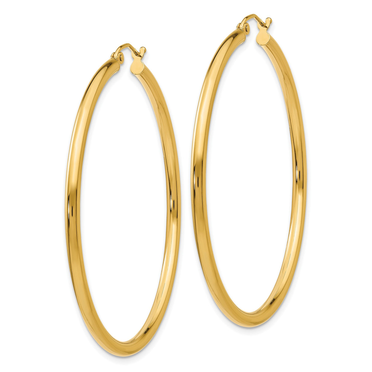 10k Yellow Gold Hoop Earrings, Classic Round Polished Design with Latch Back Closure