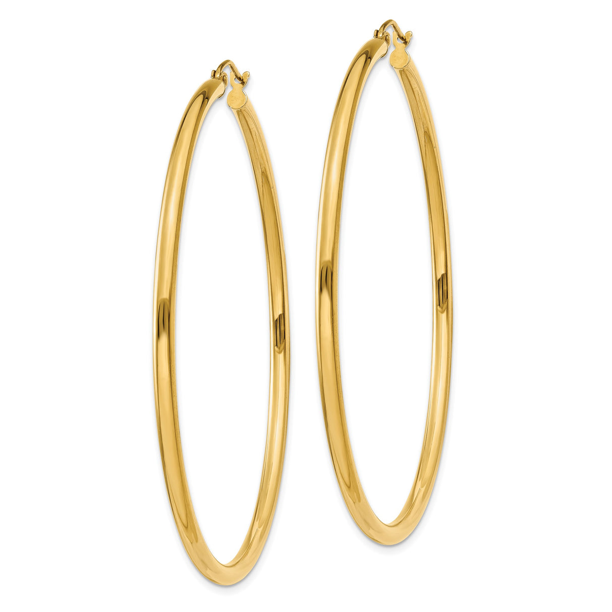 10k Yellow Gold Hoop Earrings, Smooth Polished Finish, Classic Round Design, Latch Back Closure