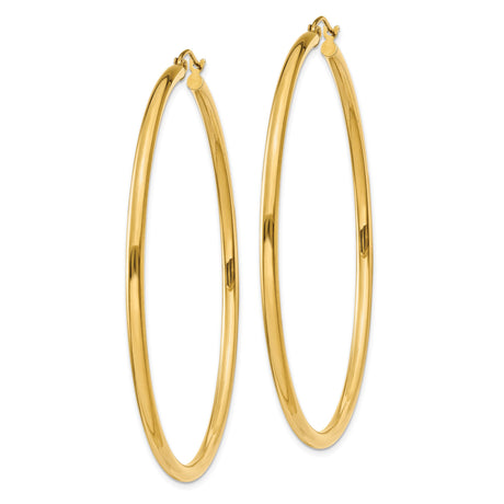 10k Yellow Gold Hoop Earrings, Smooth Polished Finish, Classic Round Design, Latch Back Closure