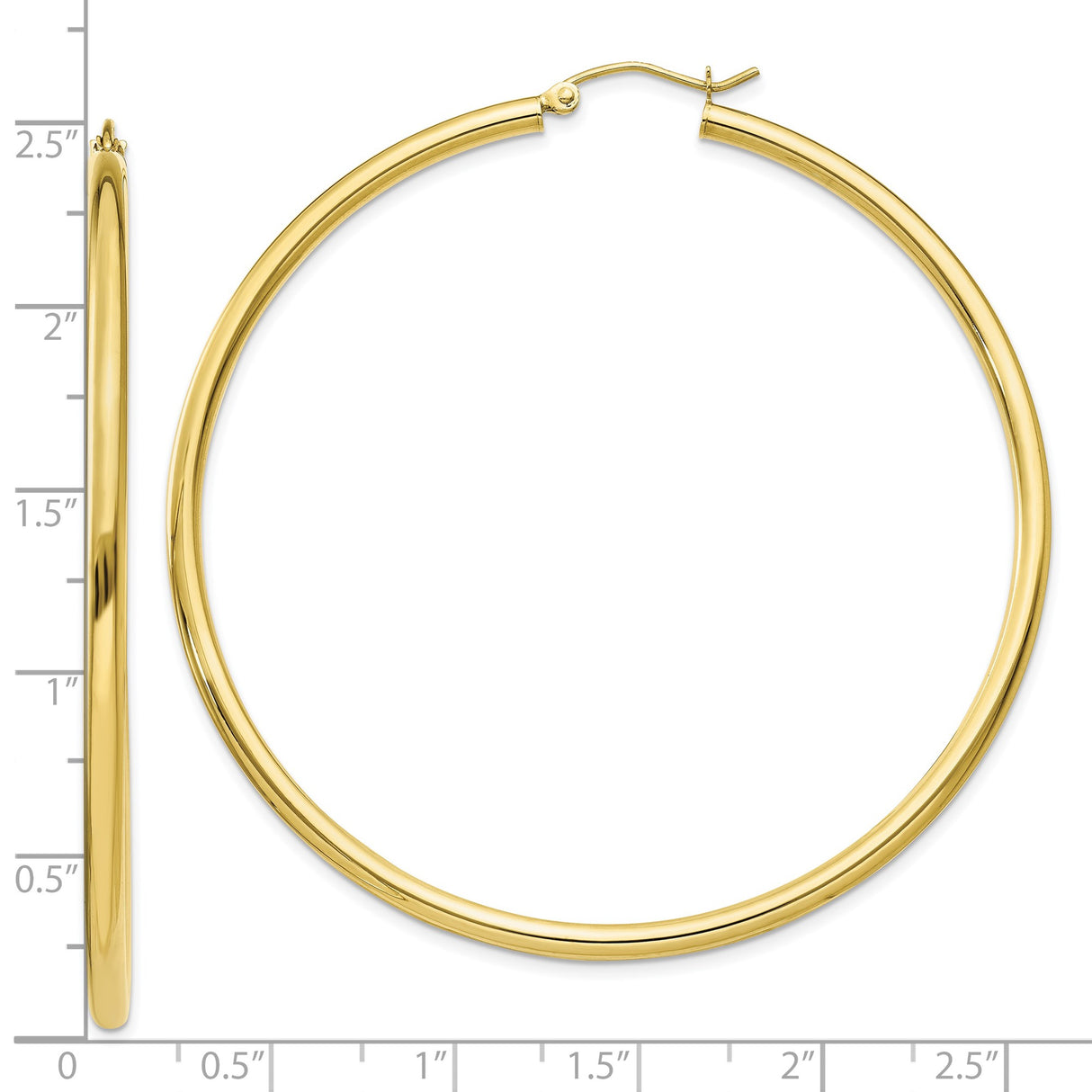 10k Yellow Gold Hoop Earrings, Smooth Polished Finish, Classic Round Design, Latch Back Closure