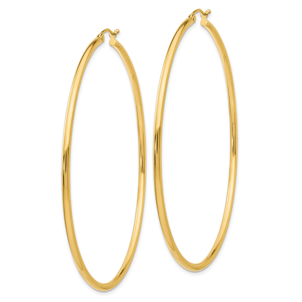 10k Yellow Gold Hoop Earrings, Large Round Thin Hoops with Latch Back Closure, Minimalist Style for Women
