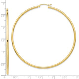 10k Yellow Gold Hoop Earrings, Large Lightweight Round Tube with Polished Finish for Women
