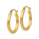 10k Yellow Gold Hoop Earrings, Classic High Polish Round Hoops with Latch Back