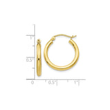 10k Yellow Gold Hoop Earrings, Classic High Polish Round Hoops with Latch Back