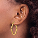 10k Yellow Gold Hoop Earrings, Classic Polished Round Design for Women