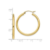 10k Yellow Gold Hoop Earrings, Lightweight Polished Round Tube with Snap Back Closure