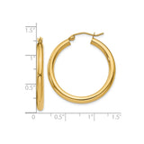 10k Yellow Gold Hoop Earrings, Lightweight Polished Tube Design, Classic Minimalist Style