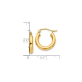 10k Yellow Gold Hoop Earrings, Classic Round Smooth High Polish Tube Style for Women