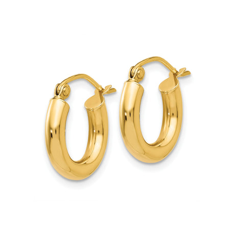 10k Yellow Gold Hoop Earrings, Classic Round Polished Finish, Lightweight Everyday Style
