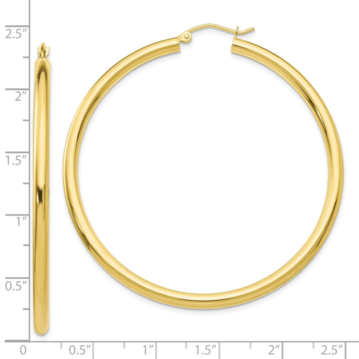 10k Yellow Gold Hoop Earrings, Classic Round Polished Design with Latch Back Closure