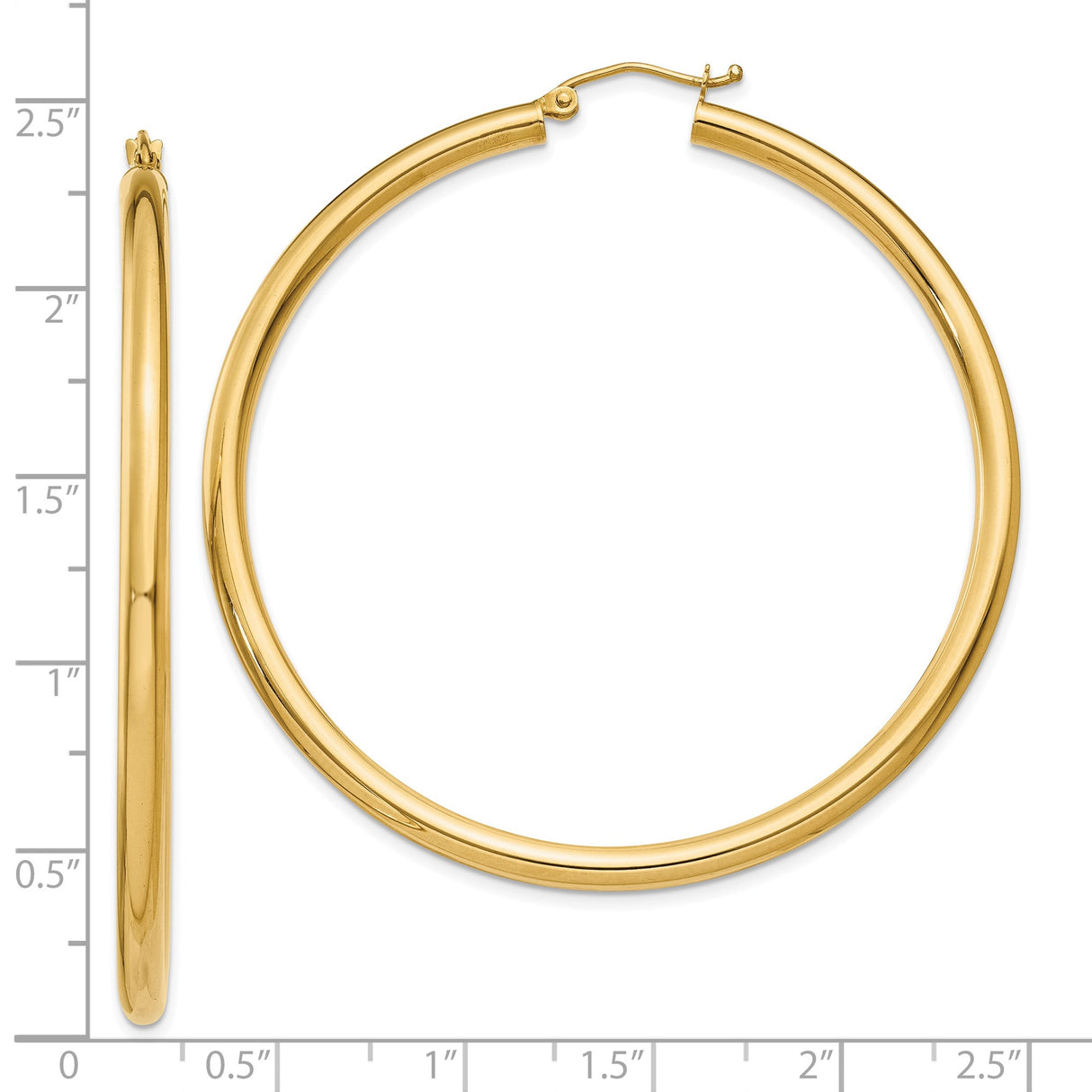 10k Yellow Gold Hoop Earrings, Lightweight Tubular Design, Smooth Polished Finish for Women