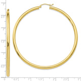 10k Yellow Gold Hoop Earrings, Large Round High Polish Latch-Back Hoops for Women