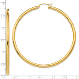 10k Yellow Gold Hoop Earrings, Lightweight Tube Design with Polished Finish for Women