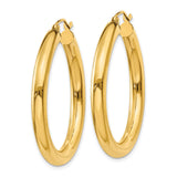 10k Yellow Gold Hoop Earrings, Medium Thickness Round Hoops with Polished Finish