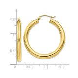 10k Yellow Gold Hoop Earrings, Medium Thickness Round Hoops with Polished Finish