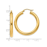 10k Yellow Gold Hoop Earrings, Lightweight Polished Round Tube, Classic Minimalist Style