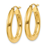 10k Yellow Gold Hoop Earrings, High-Polish Lightweight Tube Design for Women