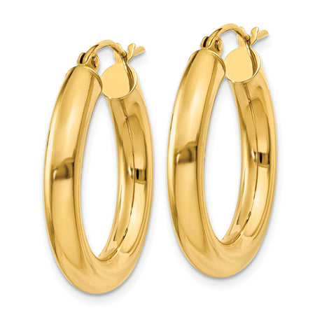 10k Yellow Gold Hoop Earrings, High-Polish Lightweight Tube Design for Women