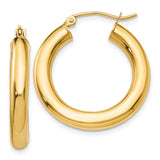 10k Yellow Gold Hoop Earrings, High-Polish Lightweight Tube Design for Women