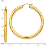 10k Yellow Gold Hoop Earrings, Polished Medium Round Hoops with Latch Closure