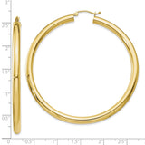 10k Yellow Gold Hoop Earrings, Large Lightweight Tube Hoops with High Polish Finish