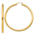 10k Yellow Gold Hoop Earrings, Medium to Large Polished Round Lightweight Design for Women