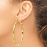10k Yellow Gold Hoop Earrings, Large Round Smooth Polished Hoops, Lightweight Minimalist Design