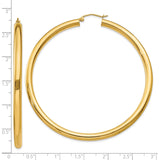 10k Yellow Gold Hoop Earrings, Large Round Smooth Polished Hoops, Lightweight Minimalist Design