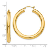 10k Yellow Gold Hoop Earrings, Classic Round Tube Design, High Polish Finish, Lightweight Style