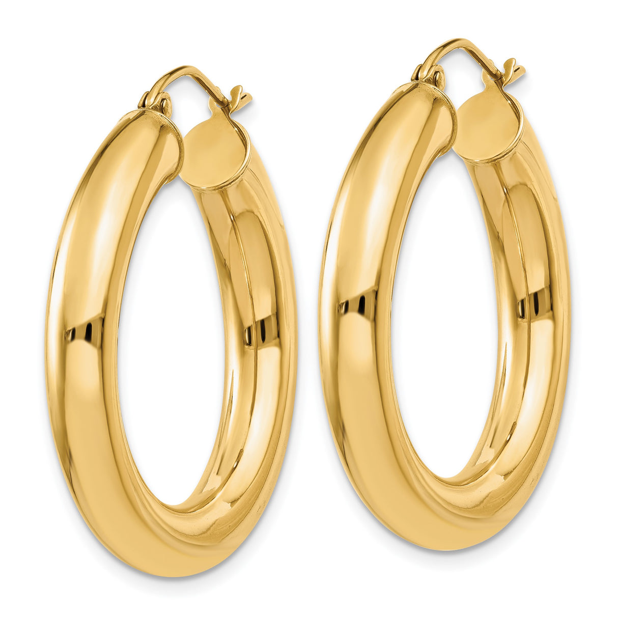 10k Yellow Gold Hoop Earrings, Lightweight Round Tube Design, Classic Minimalist Style for Women