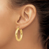 10k Yellow Gold Hoop Earrings, Lightweight Round Tube Design, Classic Minimalist Style for Women