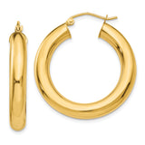 10k Yellow Gold Hoop Earrings, Lightweight Round Tube Design, Classic Minimalist Style for Women