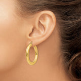 10k Yellow Gold Hoop Earrings, Classic Round Tube Style with Latch Back Closure