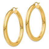 10k Yellow Gold Hoop Earrings, Thick Tube Design, High-Polish Finish, Classic Bold Style