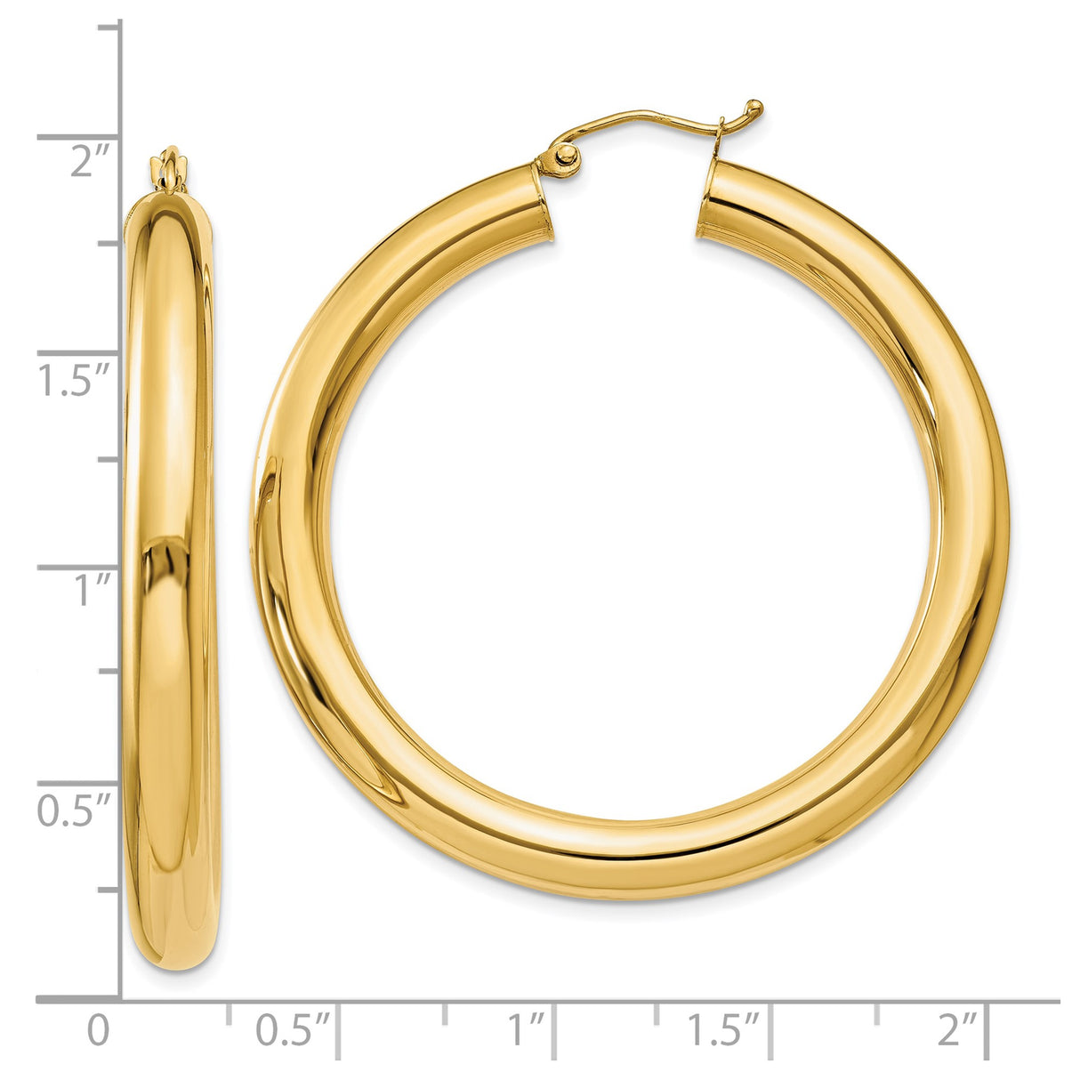 10k Yellow Gold Hoop Earrings, Thick Tube Design, High-Polish Finish, Classic Bold Style