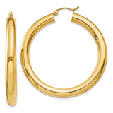 10k Yellow Gold Hoop Earrings, Thick Tube Design, High-Polish Finish, Classic Bold Style