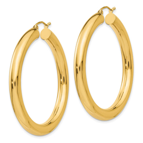 10k Yellow Gold Hoop Earrings, Lightweight Polished Round Hoops, Classic Minimalist Design