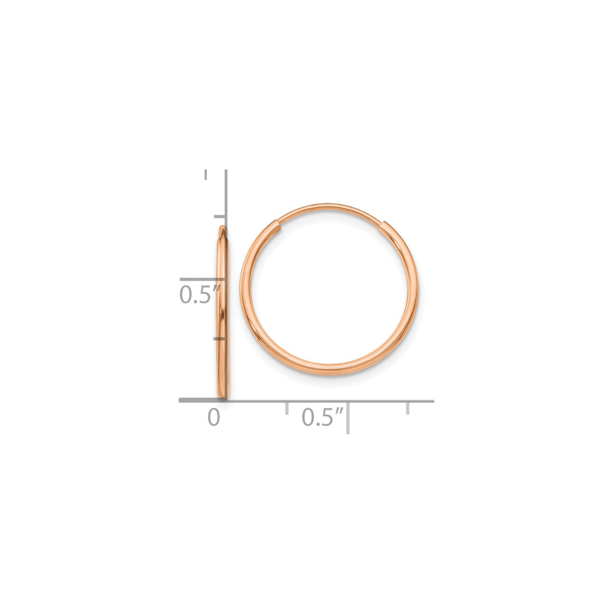 10k Rose Gold Hoop Earrings, Classic Round Polished Design, Lightweight Minimalist Style