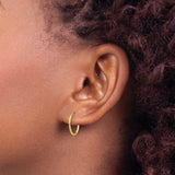 10k Yellow Gold Hoop Earrings, Polished Round Tube Design, Medium Size, Classic Minimalist Style