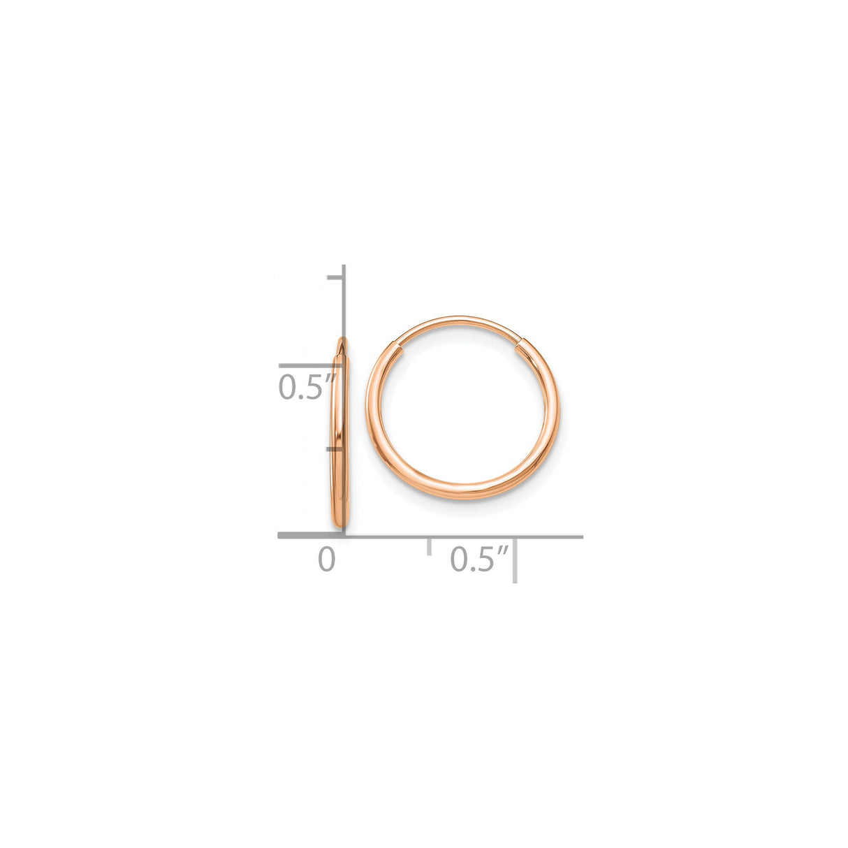 10k Rose Gold Hoop Earrings, Classic Round Hinged Hoops with Polished Finish, Lightweight Jewelry