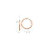 10k Rose Gold Hoop Earrings, Classic Round Hinged Hoops with Polished Finish, Lightweight Jewelry