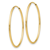 10k Yellow Gold Hoop Earrings, Polished Seamless Design, Lightweight Classic Style for Women