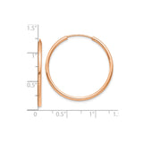 10k Rose Gold Hoop Earrings, Classic Round Endless Tube Style, Lightweight Minimalist Design