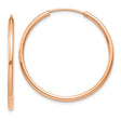 10k Rose Gold Hoop Earrings, Classic Round Endless Tube Style, Lightweight Minimalist Design