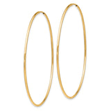 10k Yellow Gold Hoop Earrings, Thin Round Tube Design with High Polish Finish, Large Endless Style