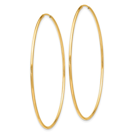 10k Yellow Gold Hoop Earrings, Lightweight Polished Tube Design, Classic Minimalist Style