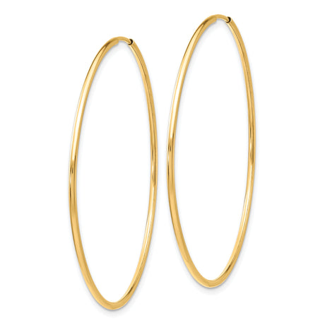 10k Yellow Gold Hoop Earrings, Lightweight Polished Tube Hoops with Minimalist Design for Women