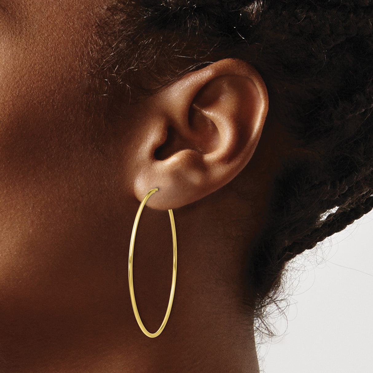 10k Yellow Gold Hoop Earrings, Lightweight Polished Tube Hoops with Minimalist Design for Women